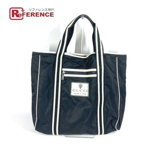 GUCCI Logo Bag Tote Boston Shoulder Black